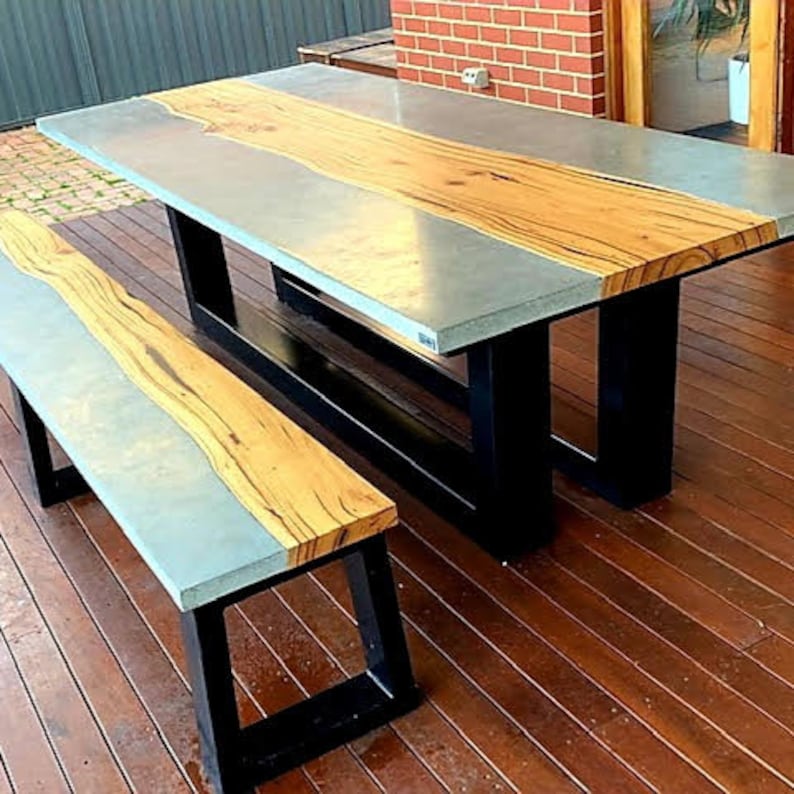 8 Seater 2.1m Real Concrete Dining Table With Powder Coated Etsy Canada