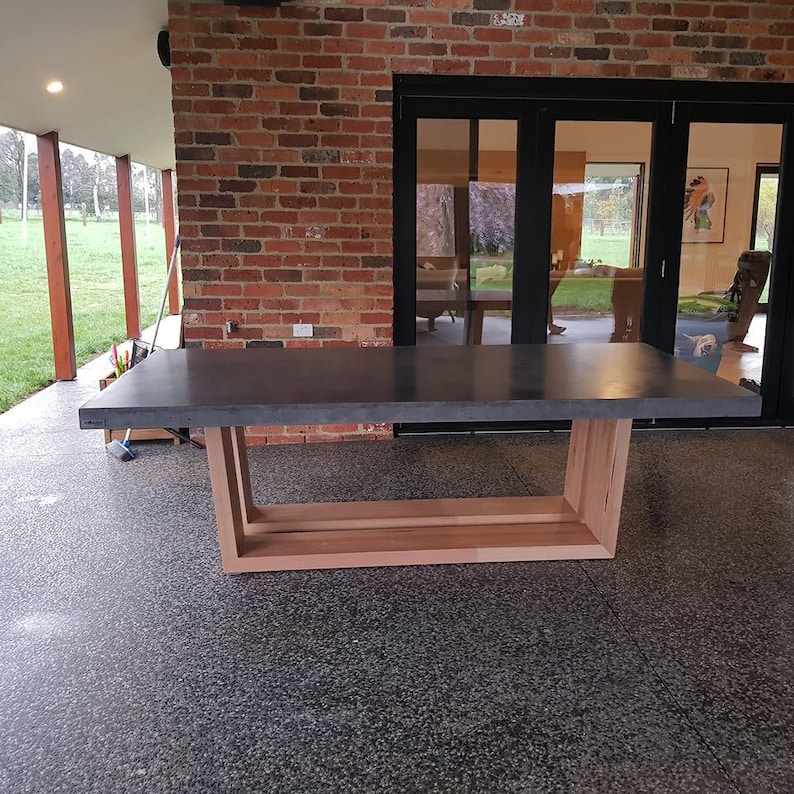 8 Seater 2.1m Real Concrete Dining Table With Powder Coated Etsy Canada