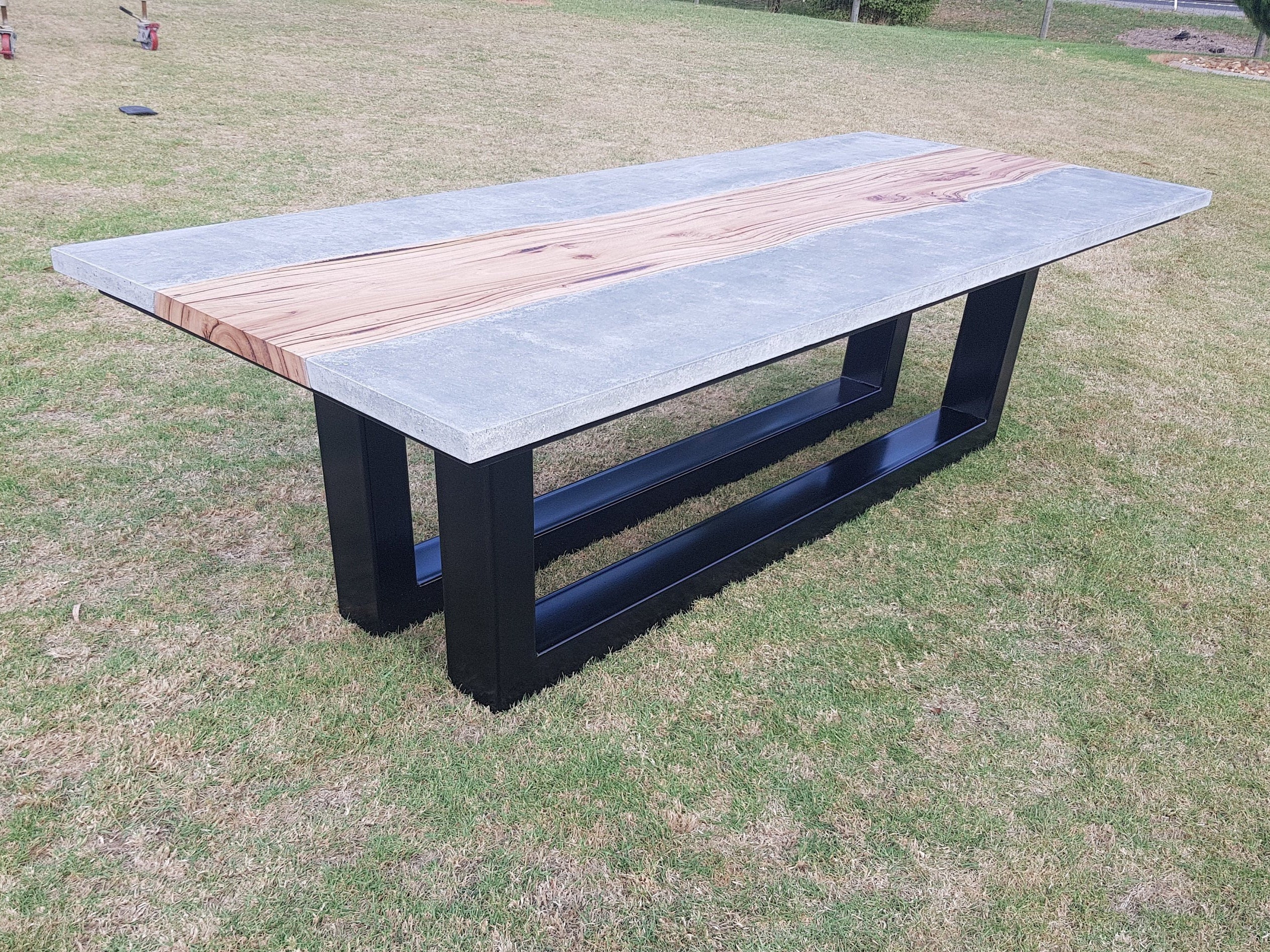Live edge hardwood timber and concrete dining table with Etsy