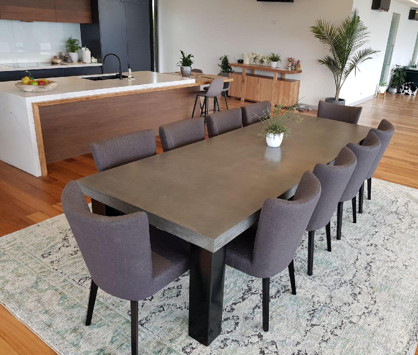 3m 12 Seater Real Concrete Dining Table With Steel Base. Etsy