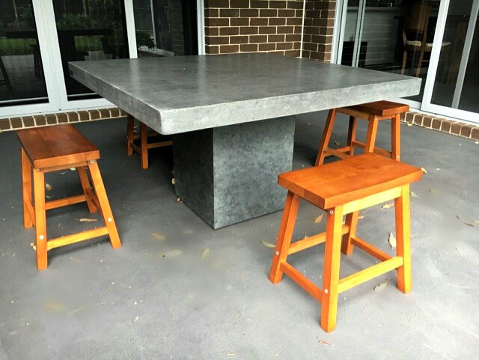 Concrete Dining Table Cafe Style Charcoal Concrete Dining or Etsy