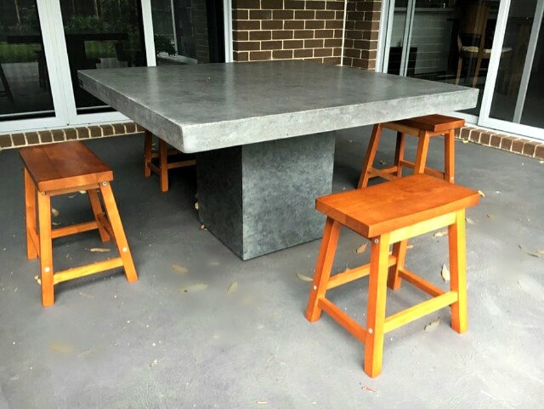 Concrete dining table cafe style charcoal concrete dining ...