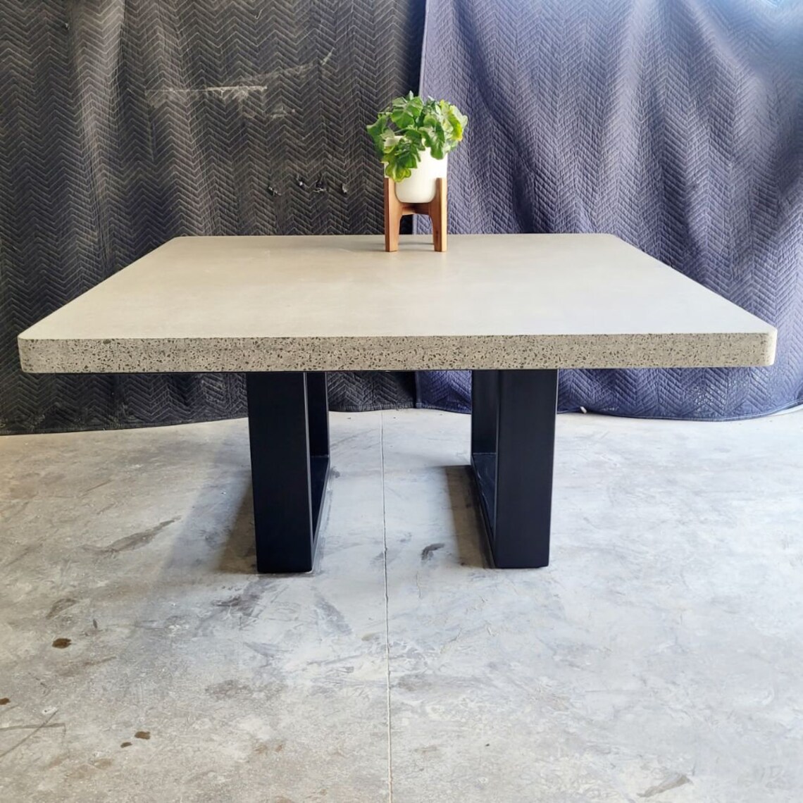 Custom 8 Seater 1.6m Square Concrete Dining Table. Bespoke Table Steel ...