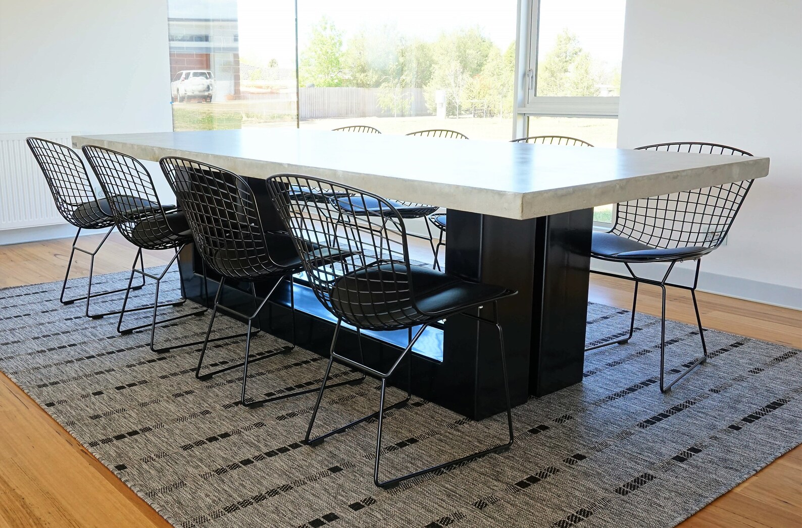 8 Seater, Square Concrete Dining Table 1.6m X 1.6m Bespoke With Steel