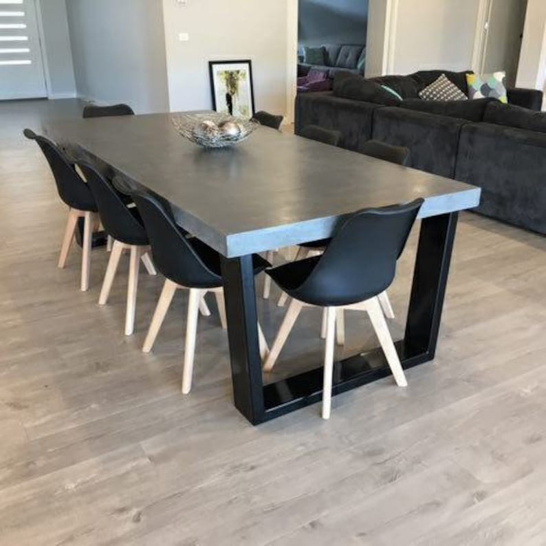 Handmade Concrete Dining Table, Modern Steel Base, 8 Seater (2.4m) - Etsy