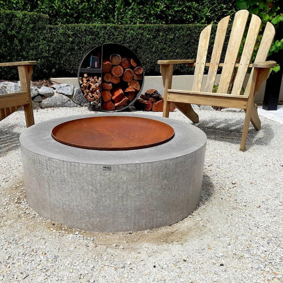 Concrete round fire pit table deals