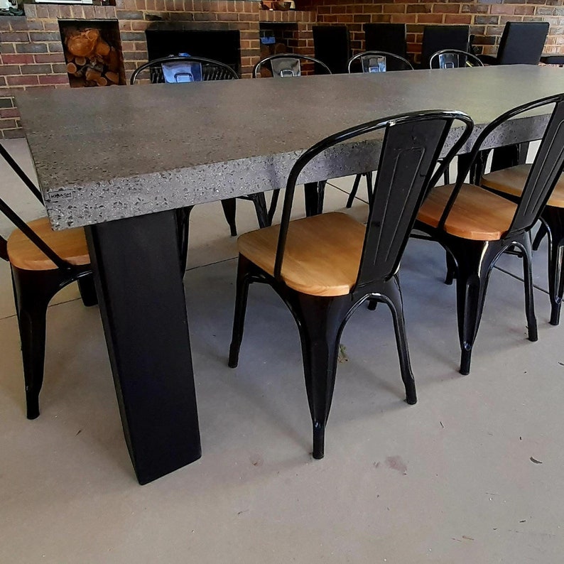 Polished Concrete 8 to 10 Seater Dining Table With 4 Powder Coated