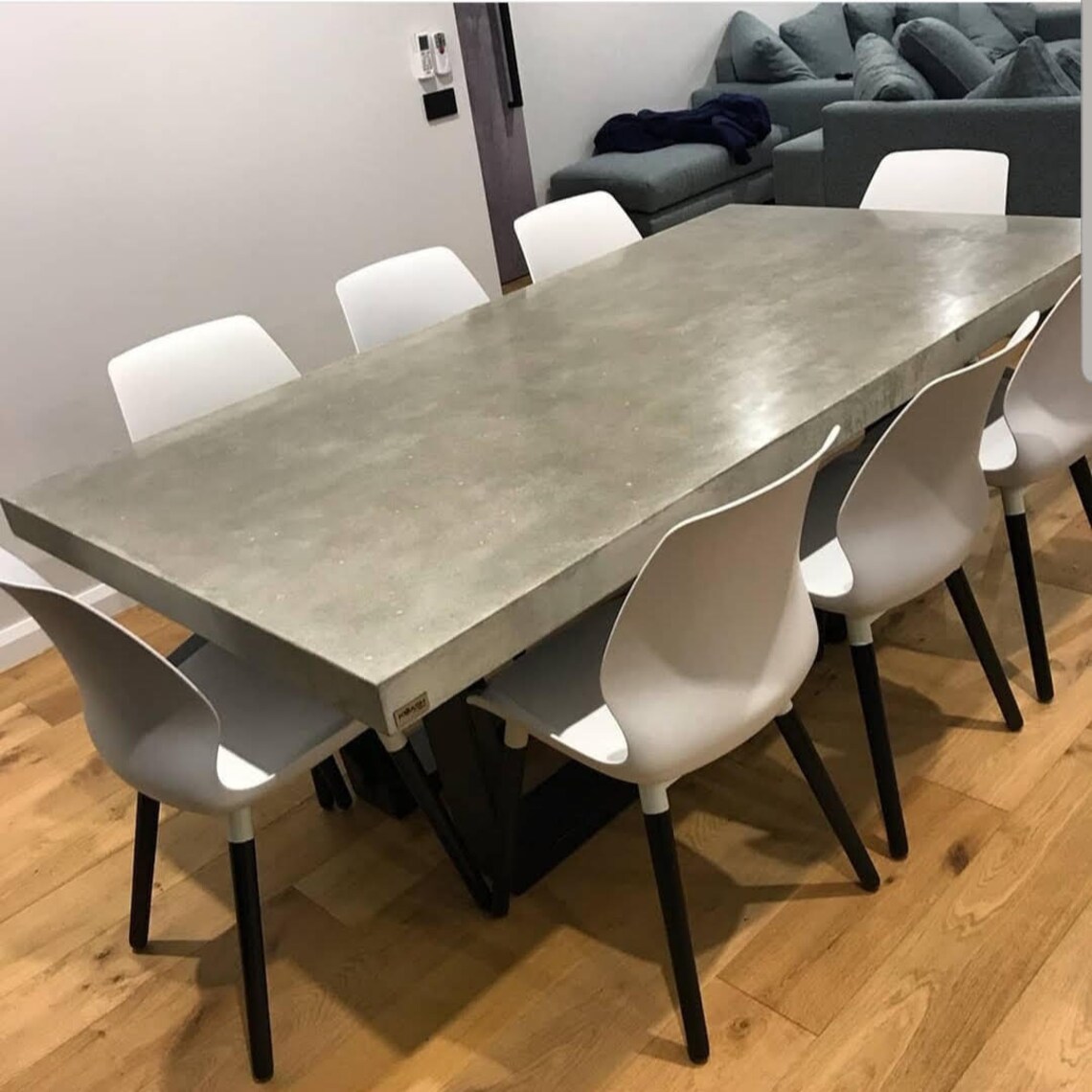 Mesa de comedor de hormigón real de 8 plazas y 21 m con base | Etsy