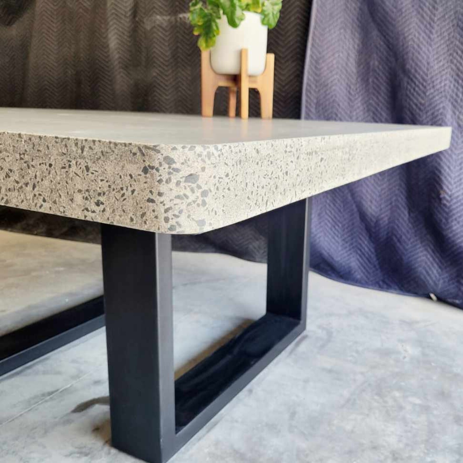 Custom 8 Seater 1.6m Square Concrete Dining Table. Bespoke Table Steel ...