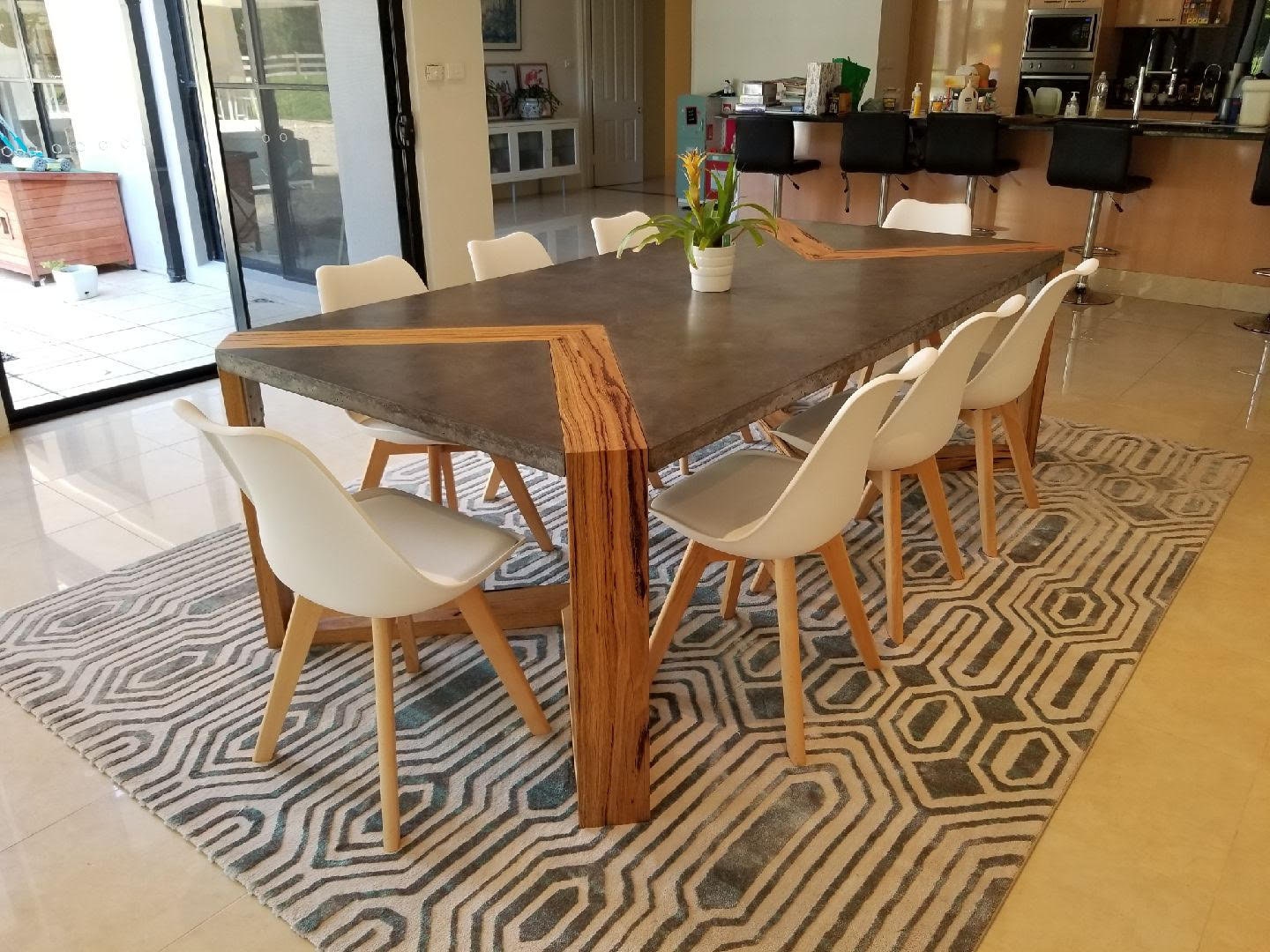 Bespoke, Handmade Custom Concrete Dining Table With Feature V Design ...