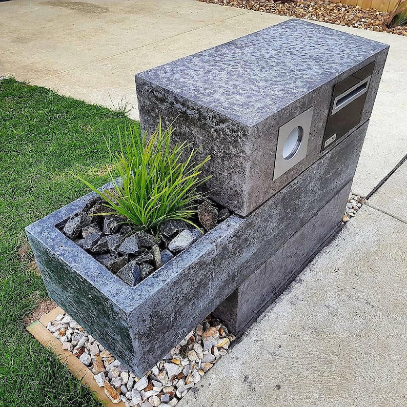 Concrete charcoal 3 piece unique custom letterbox with Etsy