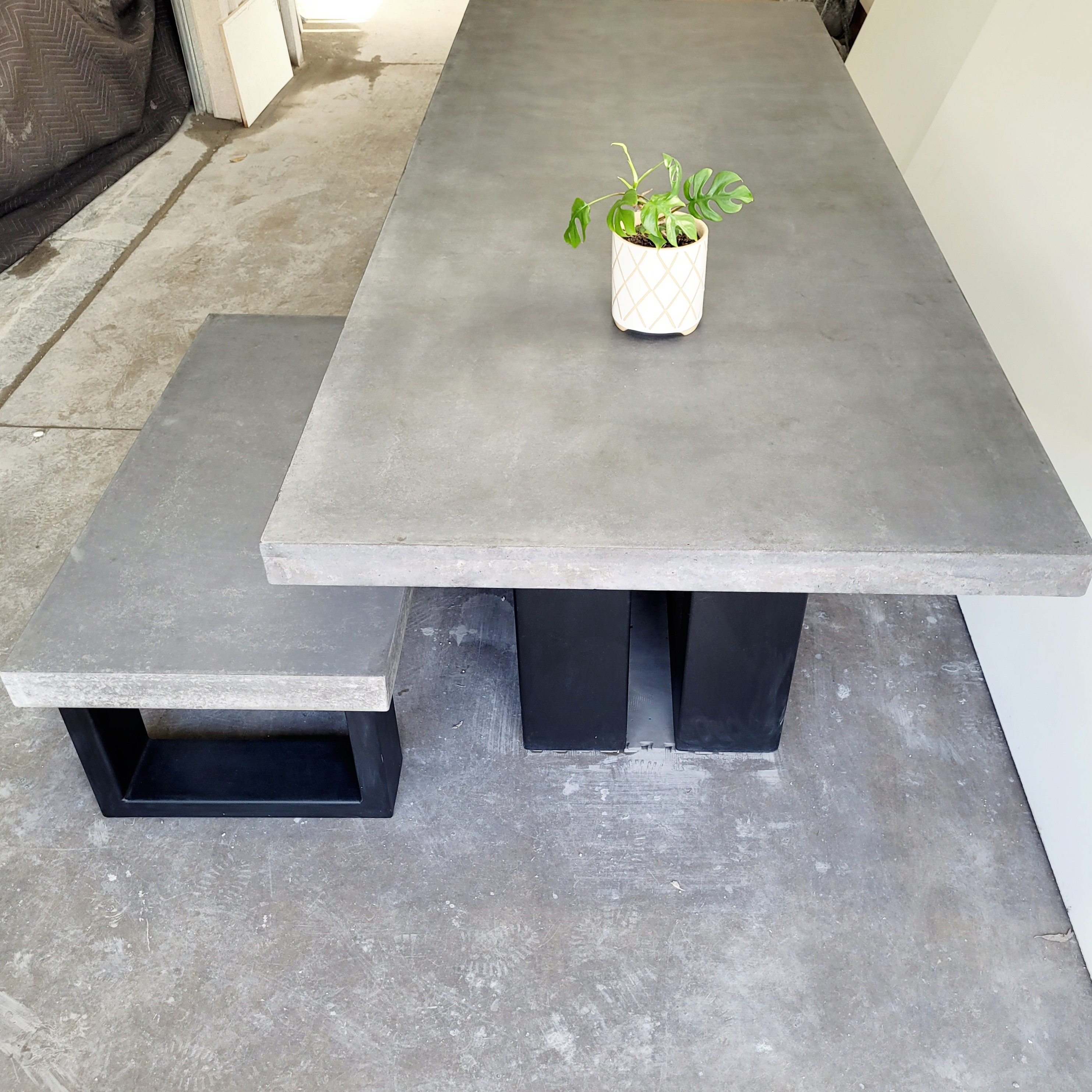 Custom Concrete Dining Table With Steel Base, Patio Alfresco or Indoor ...