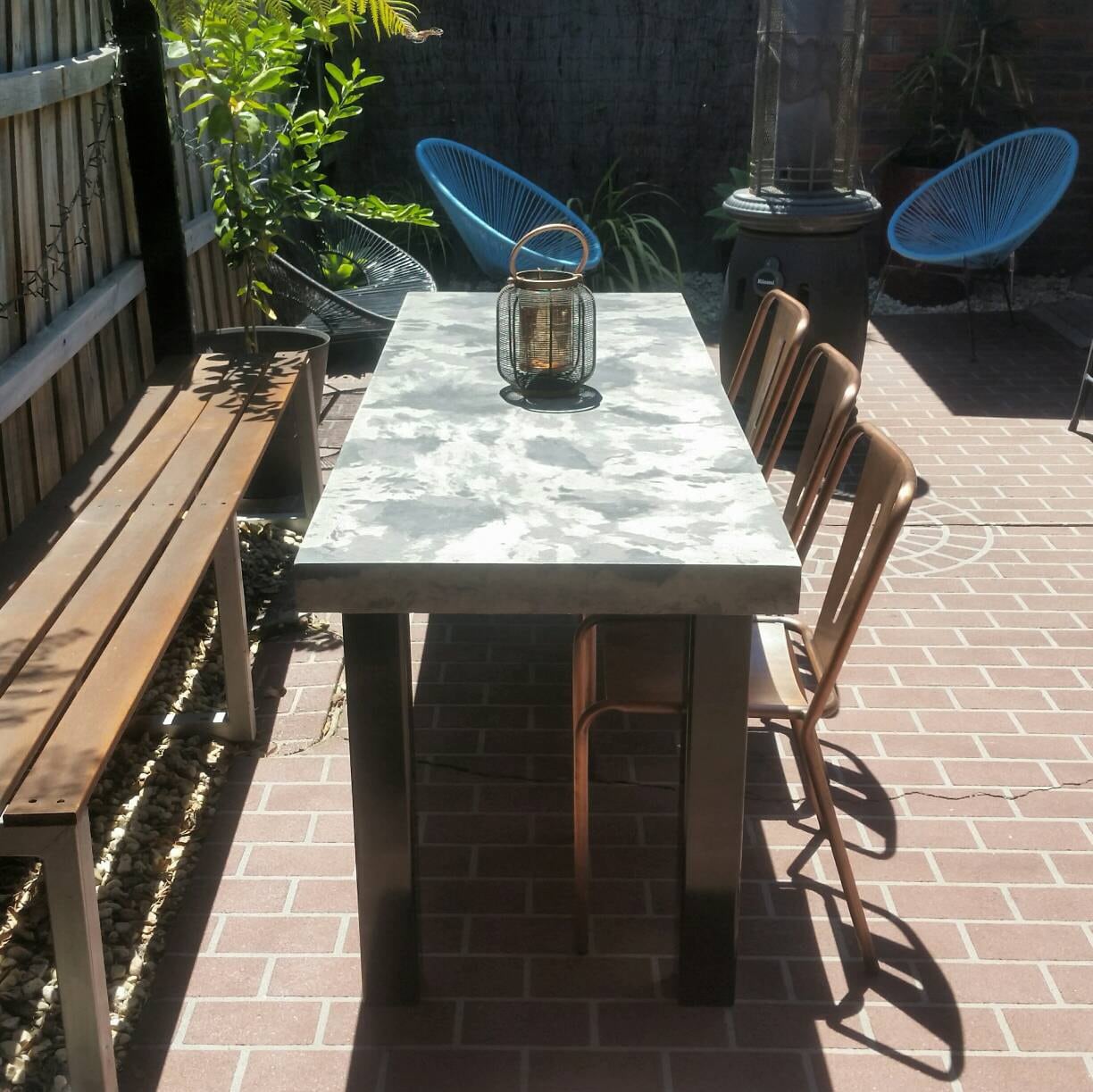 Polished concrete dining table patio outdoor industrial look | Etsy