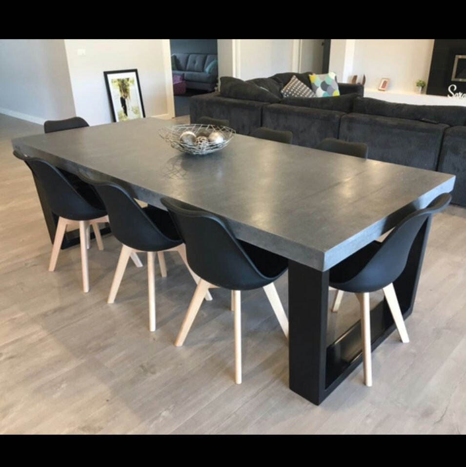 8 Seater 24m Dining Table Polished Concrete Patio Etsy