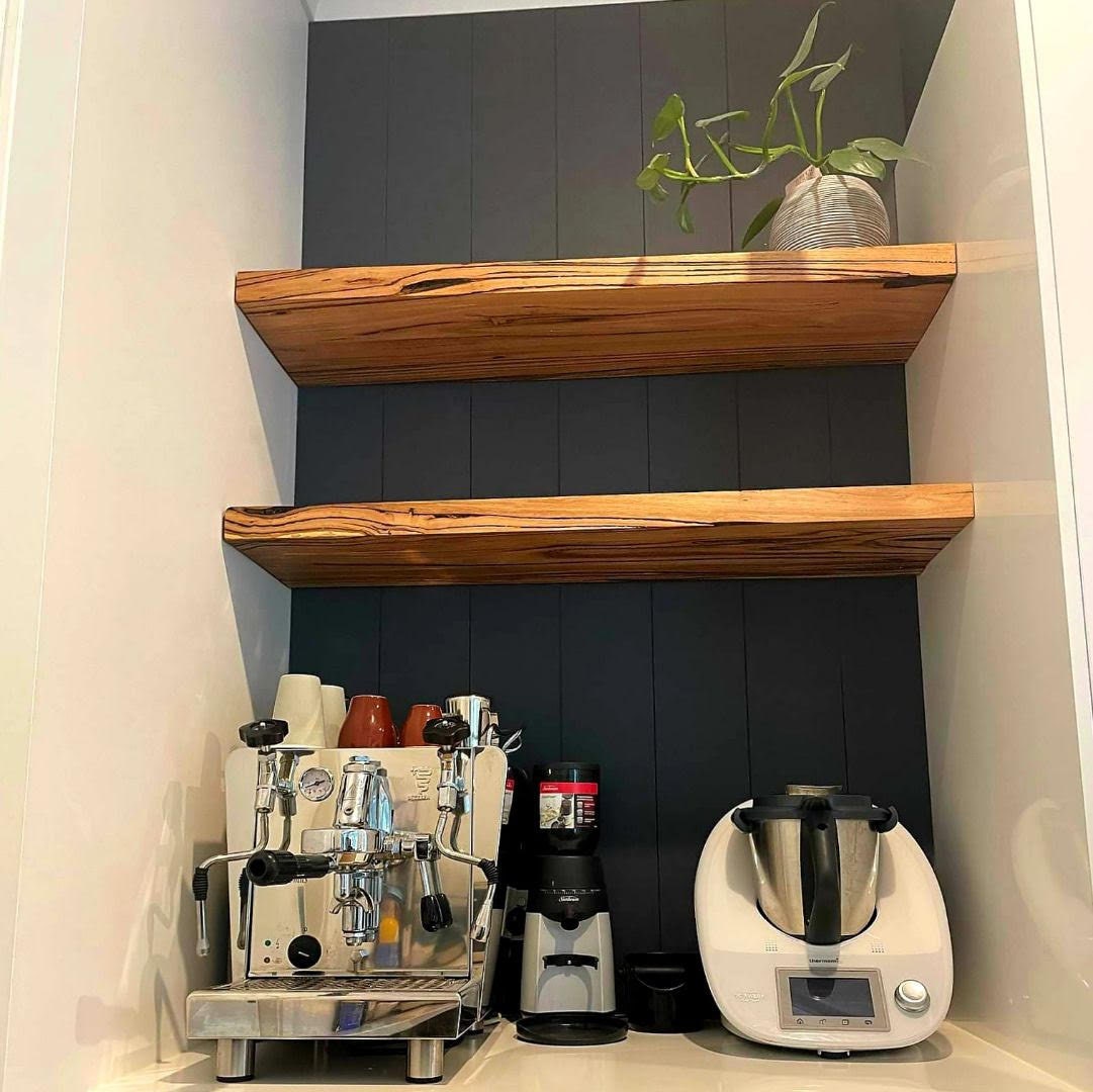 Hardwood Floating Timber Shelves, Live Messmate Vic Ash Hardwood