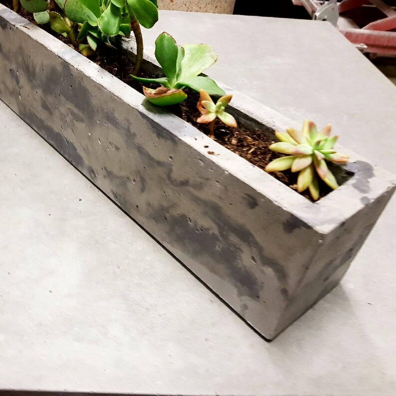 Rectangular large concrete planter trough. 900mm x 300mm x