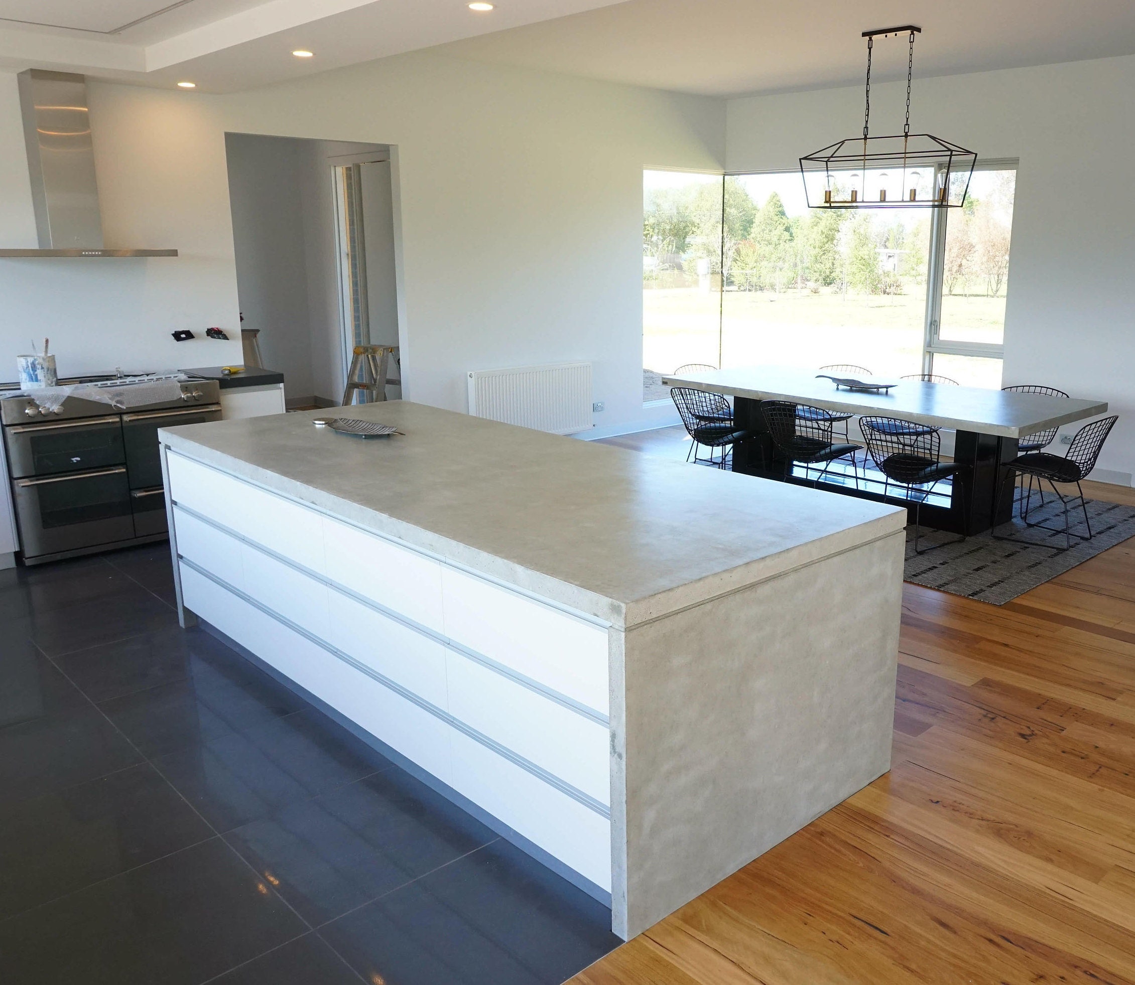 Polished Concrete Kitchen Counter Benchtop, Handmade Real Concrete Servery or Island Benches