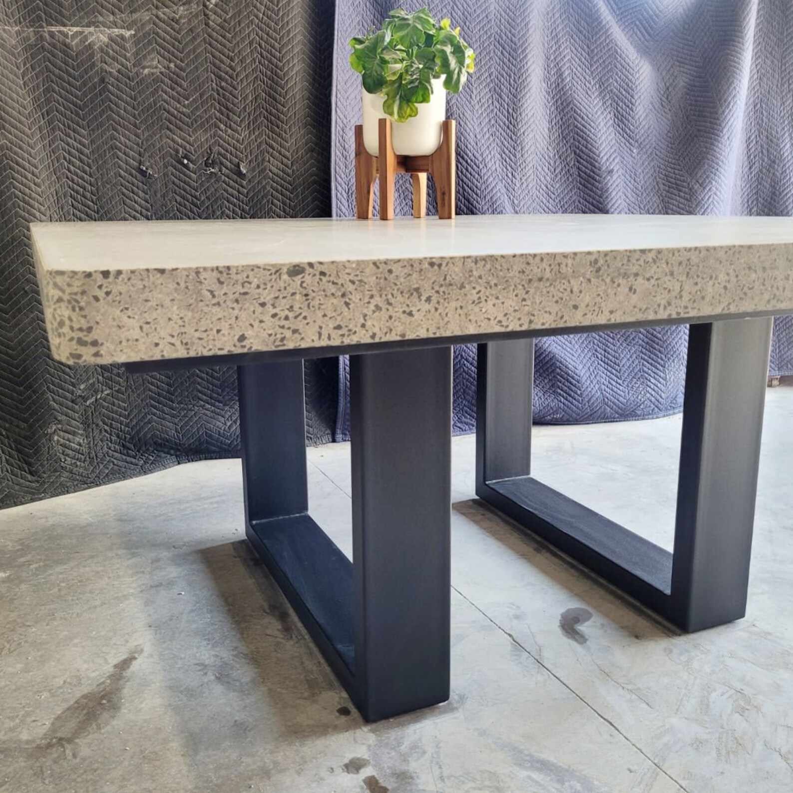 Custom 8 Seater 1.6m Square Concrete Dining Table. Bespoke Table Steel ...