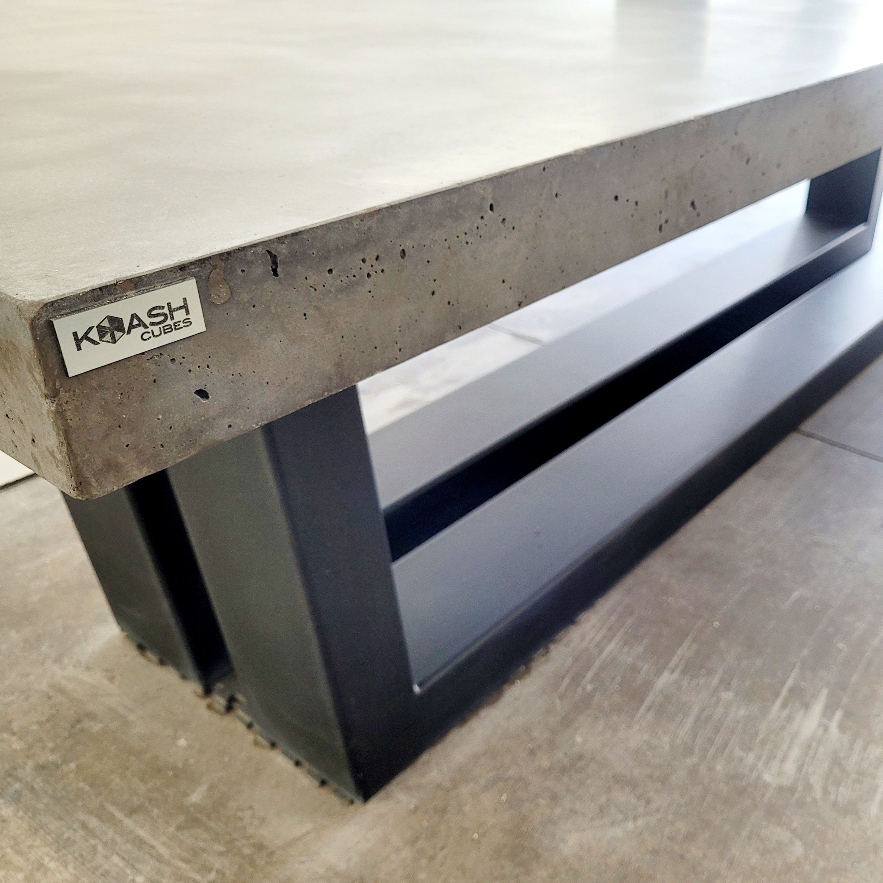 Handmade Concrete Dining Table, Black Steel Base, 10 Seater - Etsy ...