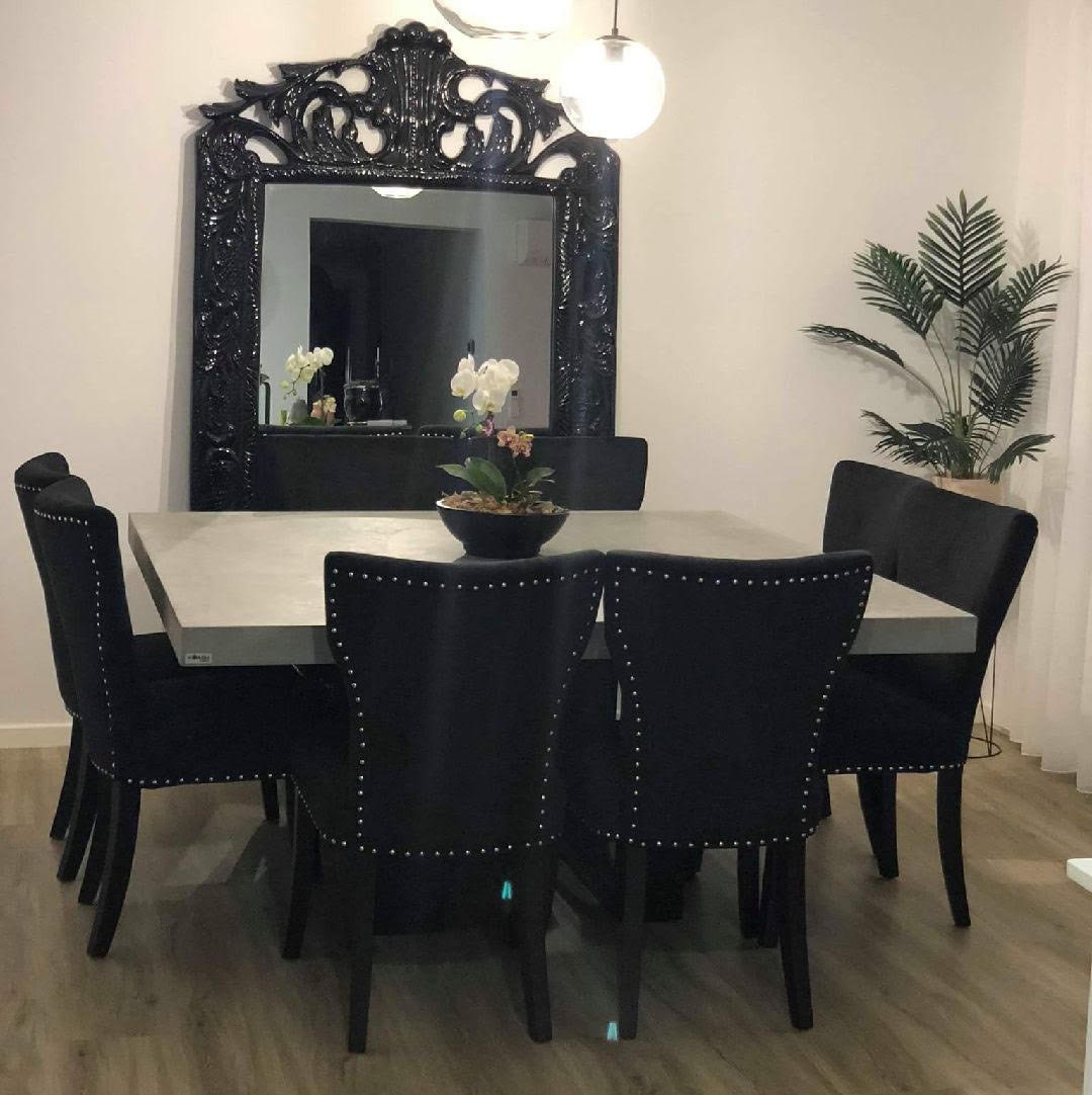 8 Seater, Square Concrete Dining Table 1.6m X 1.6m Bespoke With Steel ...