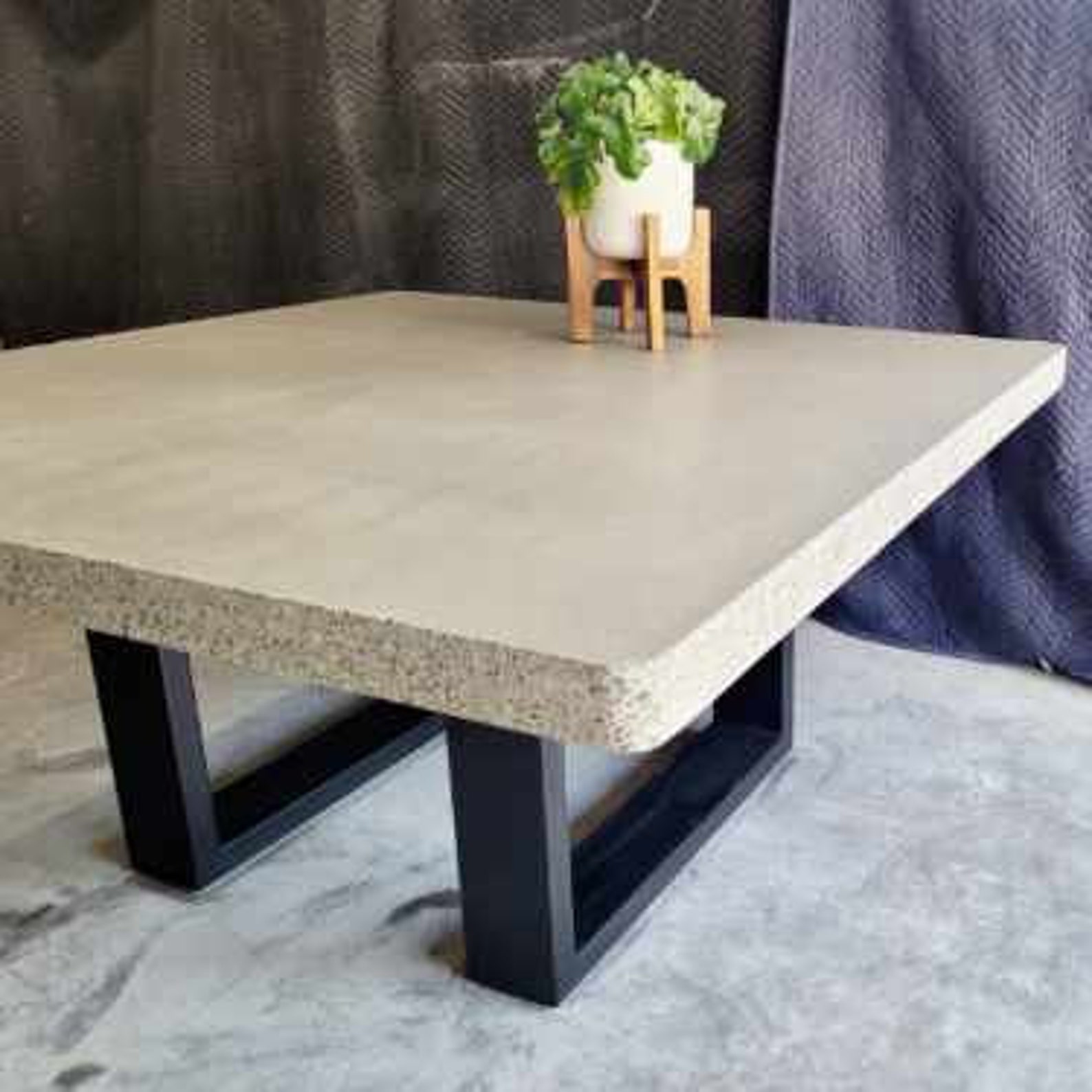 Custom 8 Seater 1.6m Square Concrete Dining Table. Bespoke Table Steel ...