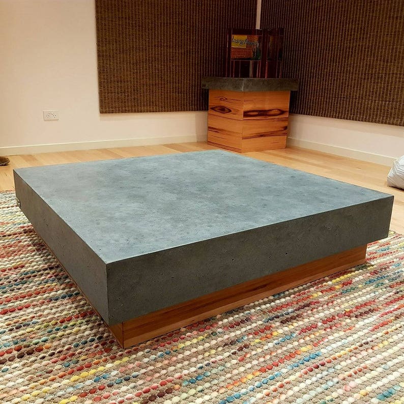 Concrete Coffee Table Exposed Aggregate 1 X 1m Modern, Bespoke Polished