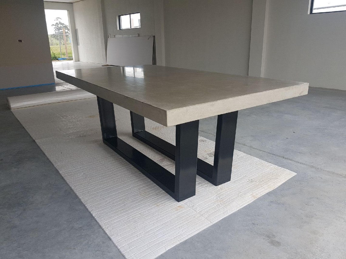 8 Seater 2.1m Real Concrete Dining Table With Powder Coated Etsy Canada