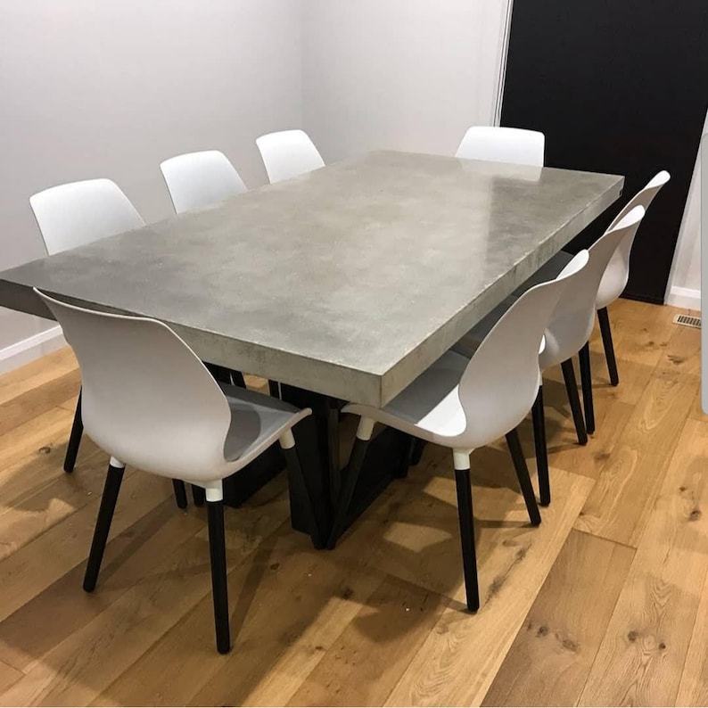 8 Seater 2.1m Real Concrete Dining Table With Powder Coated Etsy Canada