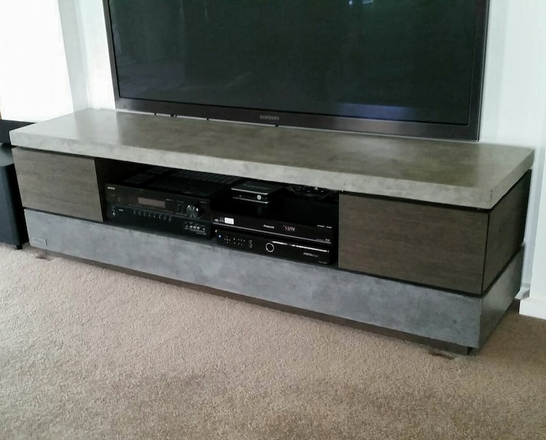 Polished Concrete Tv Unit, Entertainment Unit, Tv Stand. Tasmanian Oak
