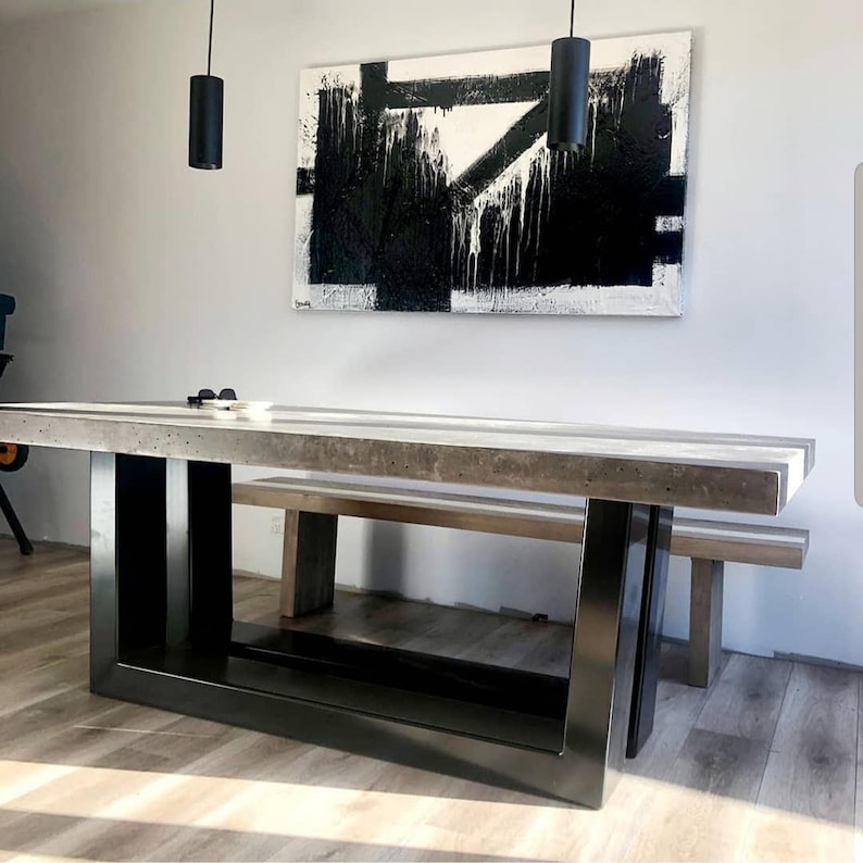 8 Seater 2.1m Real Concrete Dining Table With Powder Coated Etsy Canada