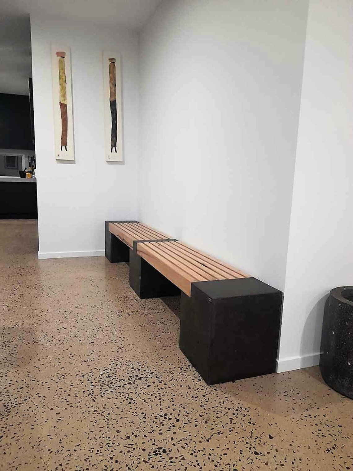 3m Custom Concrete Bench Seat With Timber Slats. - Etsy