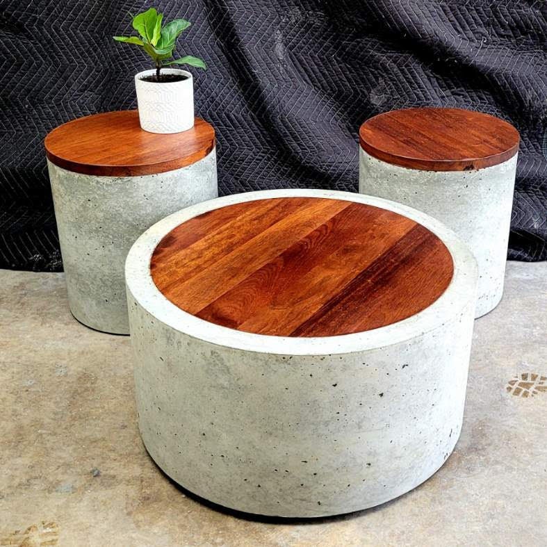 Round Concrete Coffee Table. 900mm Diameter Hand Made Floating Coffee ...