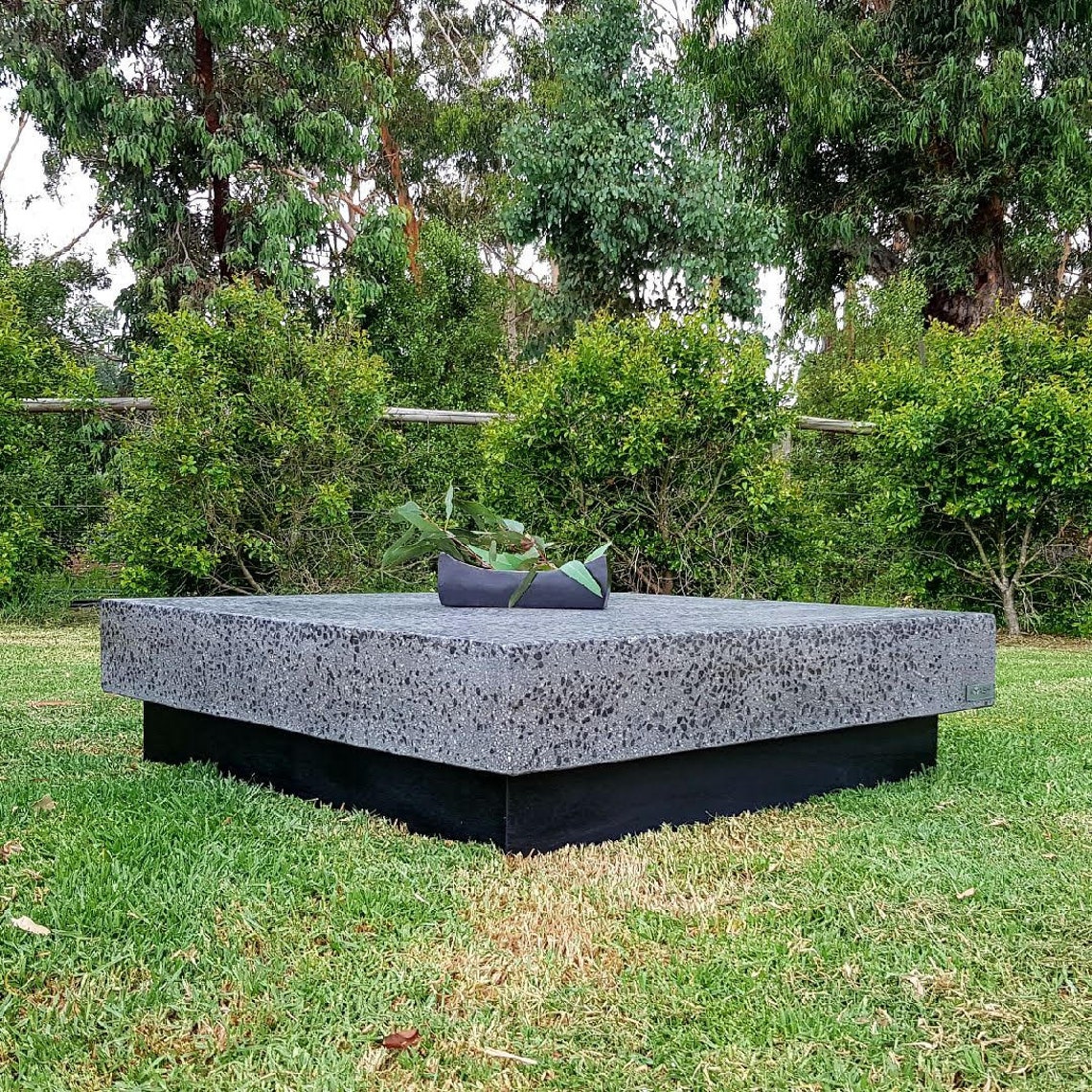 Concrete coffee table Vic Ash hardwood base exposed charcoal Etsy