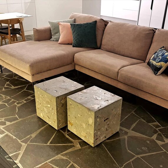 Coffee table with seating cubes best sale