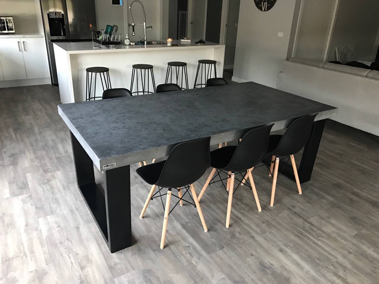 Concrete Patio Outdoor indoor Dining Table With Powder Coated