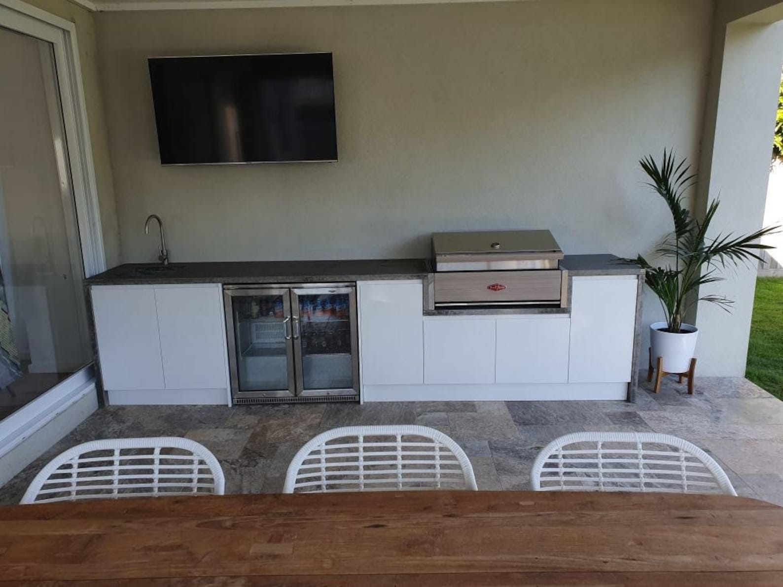 Concrete Outdoor Kitchen Benchtops With White Weatherproof Real Handmade Concrete