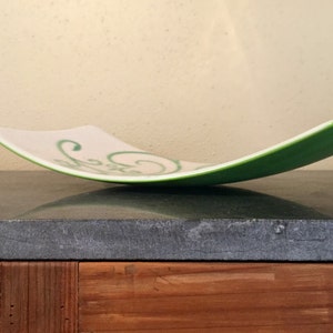 Large white and green fused glass tray, plater, home decor, fruit dish, handmade
