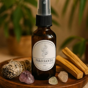 Palo Santo Aura Spray | Smokeless Smudge Mist for Energy Clearing, Meditation & Home Blessing | Reiki-Infused Spiritual Spray