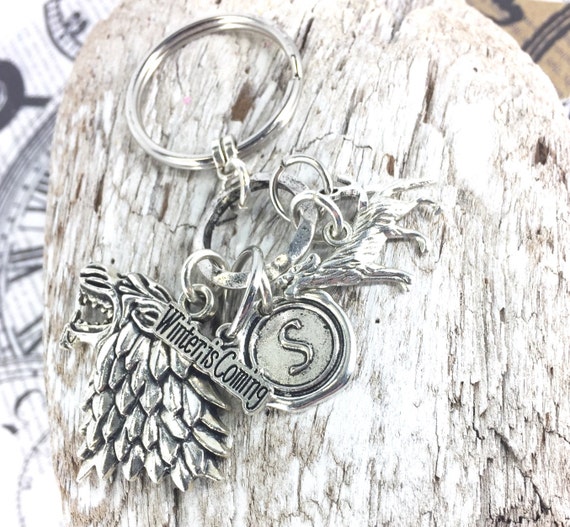 Game Of Thrones Key Chain Stark Family Wolf Crest Sword Etsy