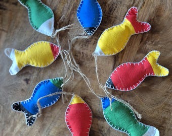 Handgemaakte katoenen visslinger, kinderkamerdecoratie strandhuis