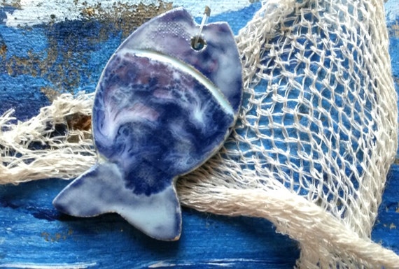 Driftwood Fish Fish Decor Blue Fish Hanging Fish Mini Etsy