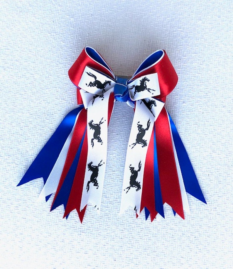Patriotic Hair Bows/red white blue eye-catching bows/The Best Gift Bowdangles Horse Show Bows image 2