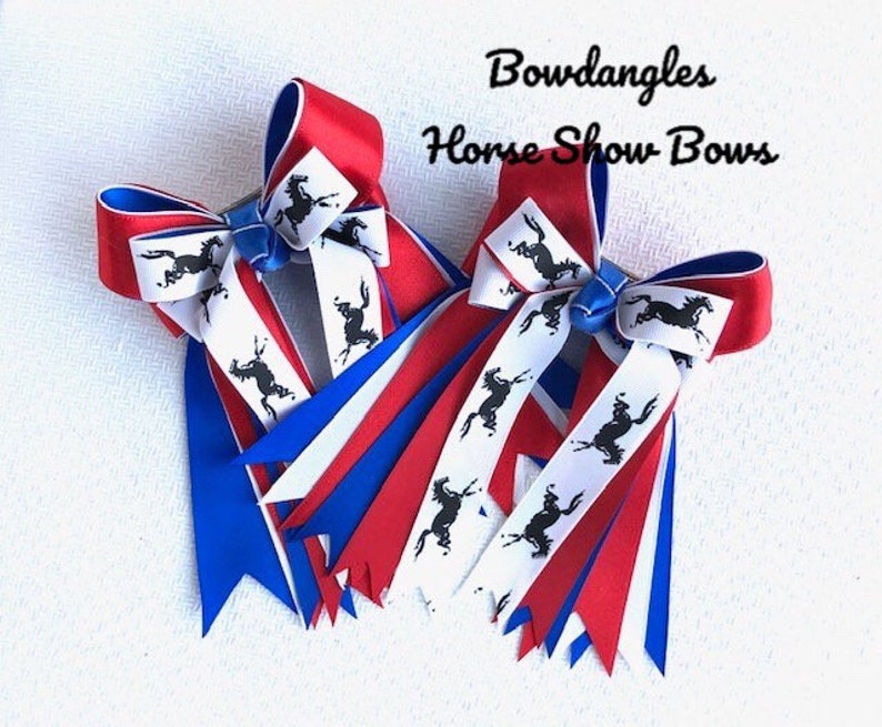 Patriotic Hair Bows/red white blue eye-catching bows/The Best Gift Bowdangles Horse Show Bows image 1