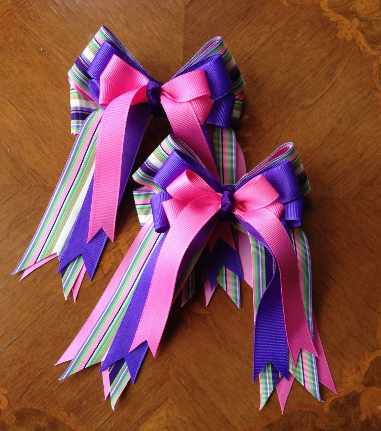 Horse show bows/equestrian clothing/purple pink hair accessory | Etsy