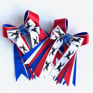 Patriotic Hair Bows/red white blue eye-catching bows/The Best Gift Bowdangles Horse Show Bows image 4