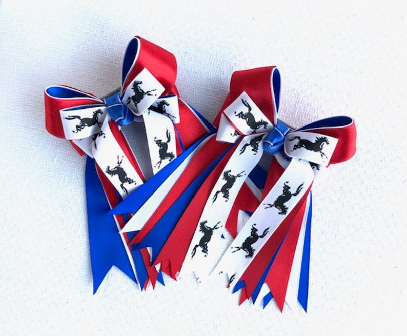 Patriotic Hair Bows/red white blue eye-catching bows/The Best Gift Bowdangles Horse Show Bows image 4
