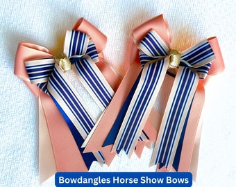 Horse Show Hair Bows/Navy & Peach/Equestrian clothing