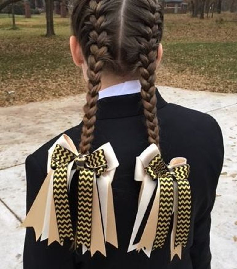 Equestrian Hair Bows Gold Black Equestrian Clothing Etsy