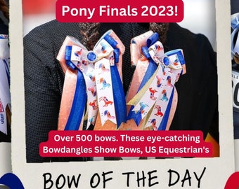 Glittery Horse Show Bows in Peach, Gold, Royal Blue Sparkle Gem, Beautiful Bows for Leadline or Pony Girls, Bowdangles Horse Show Bows