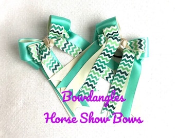 Ready2Mail Teal Green Show Bows/green chevron/Bowdangles Show Bows